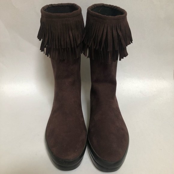 Dav Fringe Rain Boots Brown - Picture 4 of 9